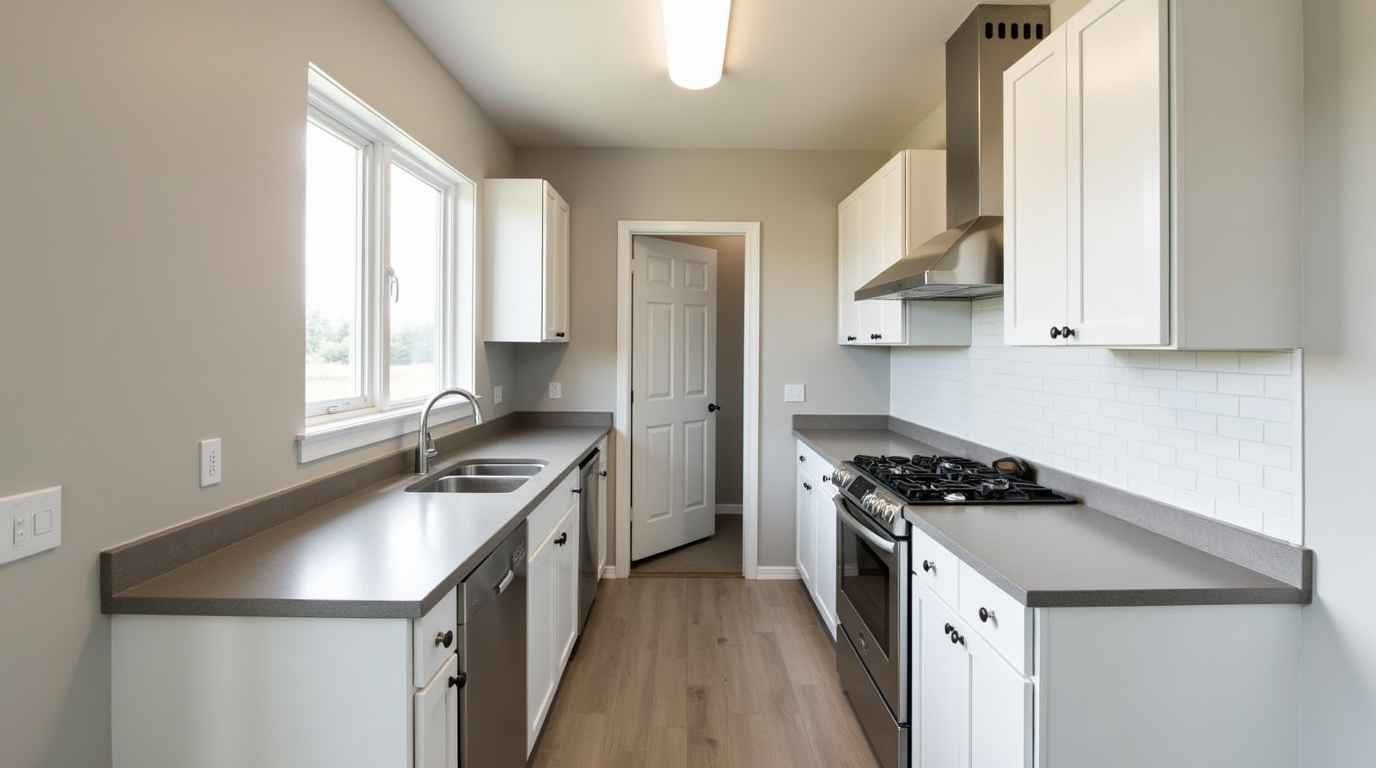 Kitchen and bathroom remodel Sioux Falls SD experts installing modern kitchen cabinets and upgrading outdated fixtures in a renovated kitchen space.