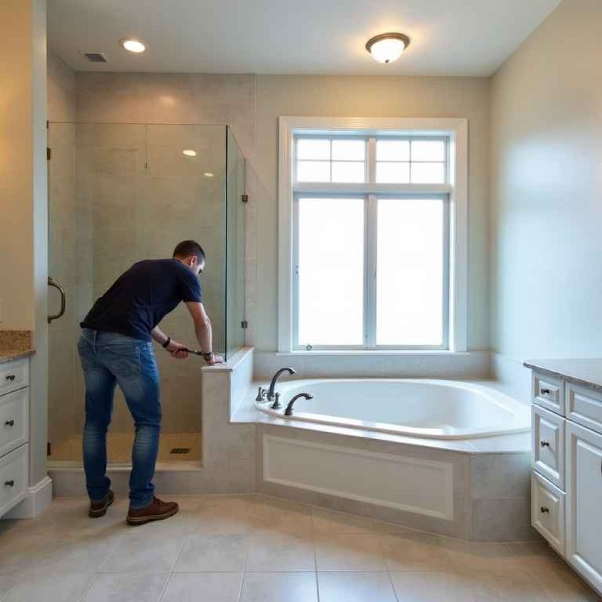 handyman services sioux falls Emergency plumber Sioux Falls inspecting shower plumbing