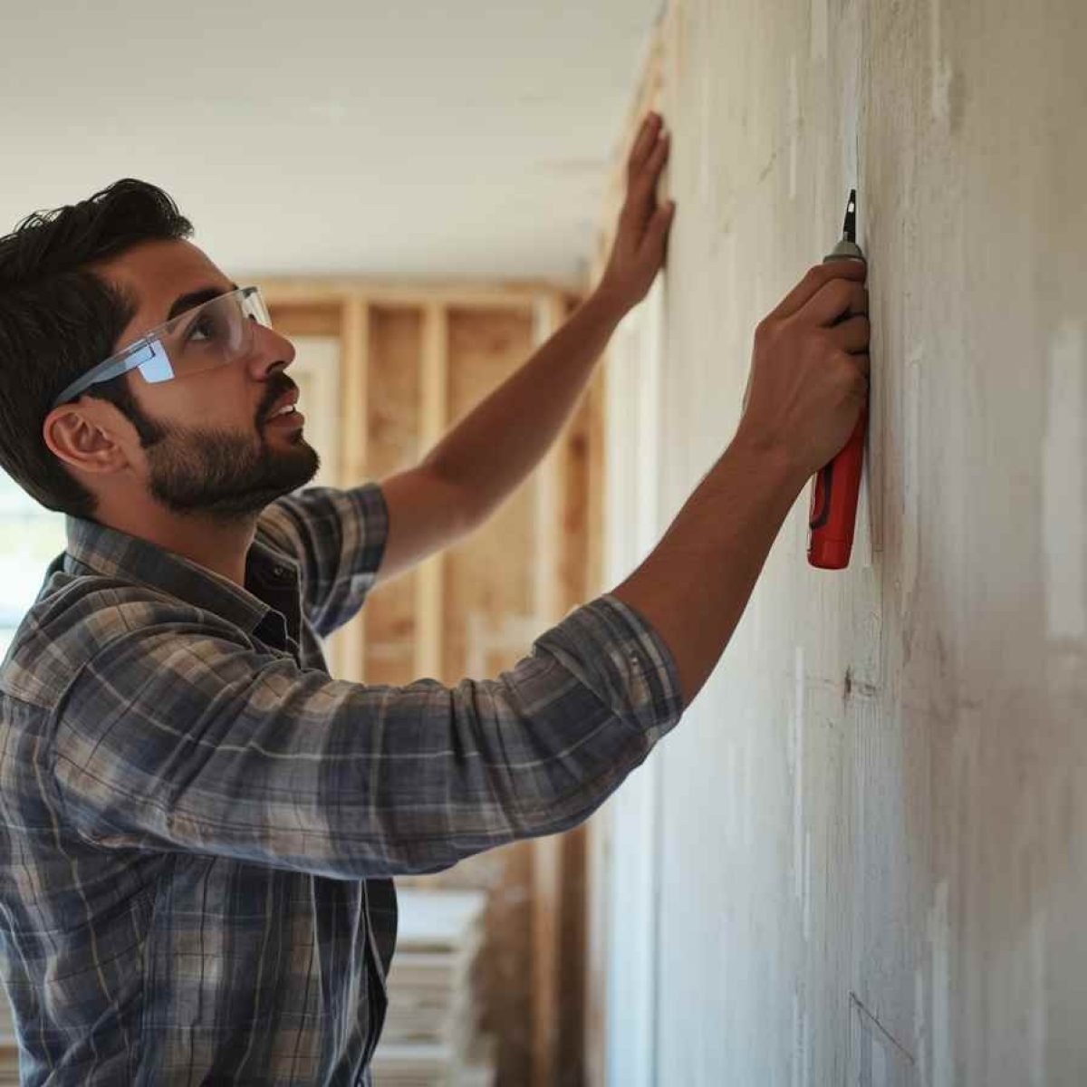 Drywall Repair Sioux Falls Handyman performing drywall repair work with specialized tools to fix wall damage.