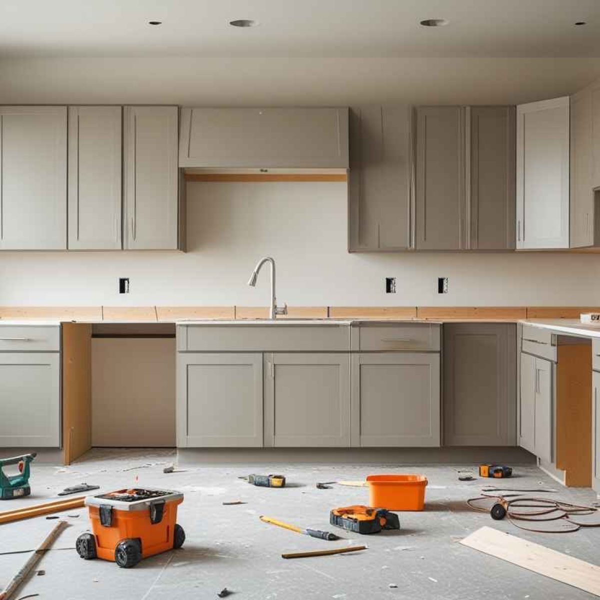 handyman services sioux falls Sioux Falls home remodeling with kitchen cabinets installation in progress.